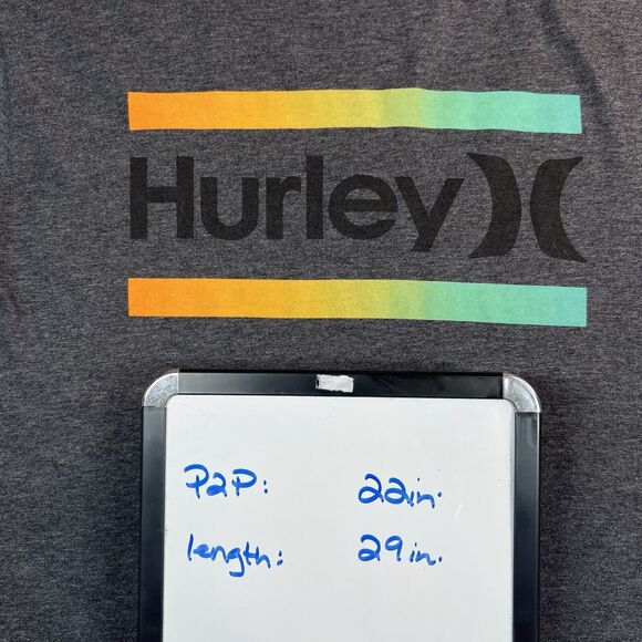 Hurley Shirt Men’s Large Gray Graphic Print Short Sleeve Crew Neck Casual - Picture 6 of 6